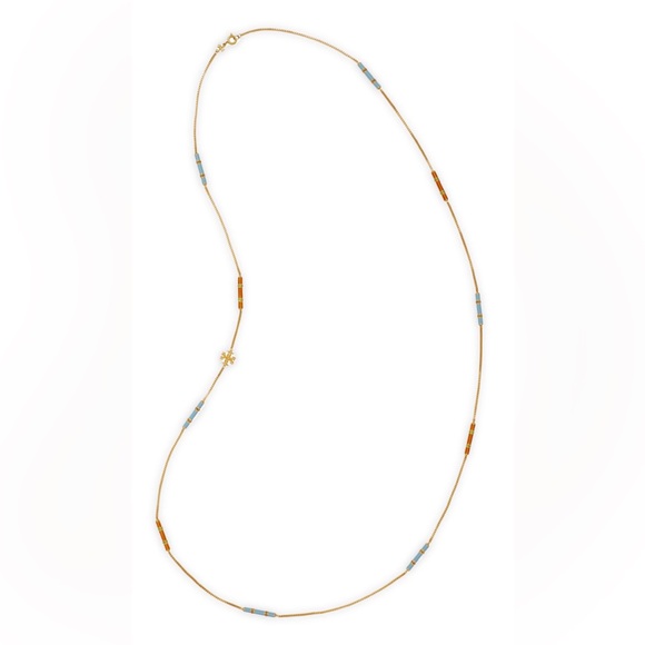 NWT Tory Burch Kira 18K Gold-Plate & Enamel Long Necklace - Picture 11 of 12